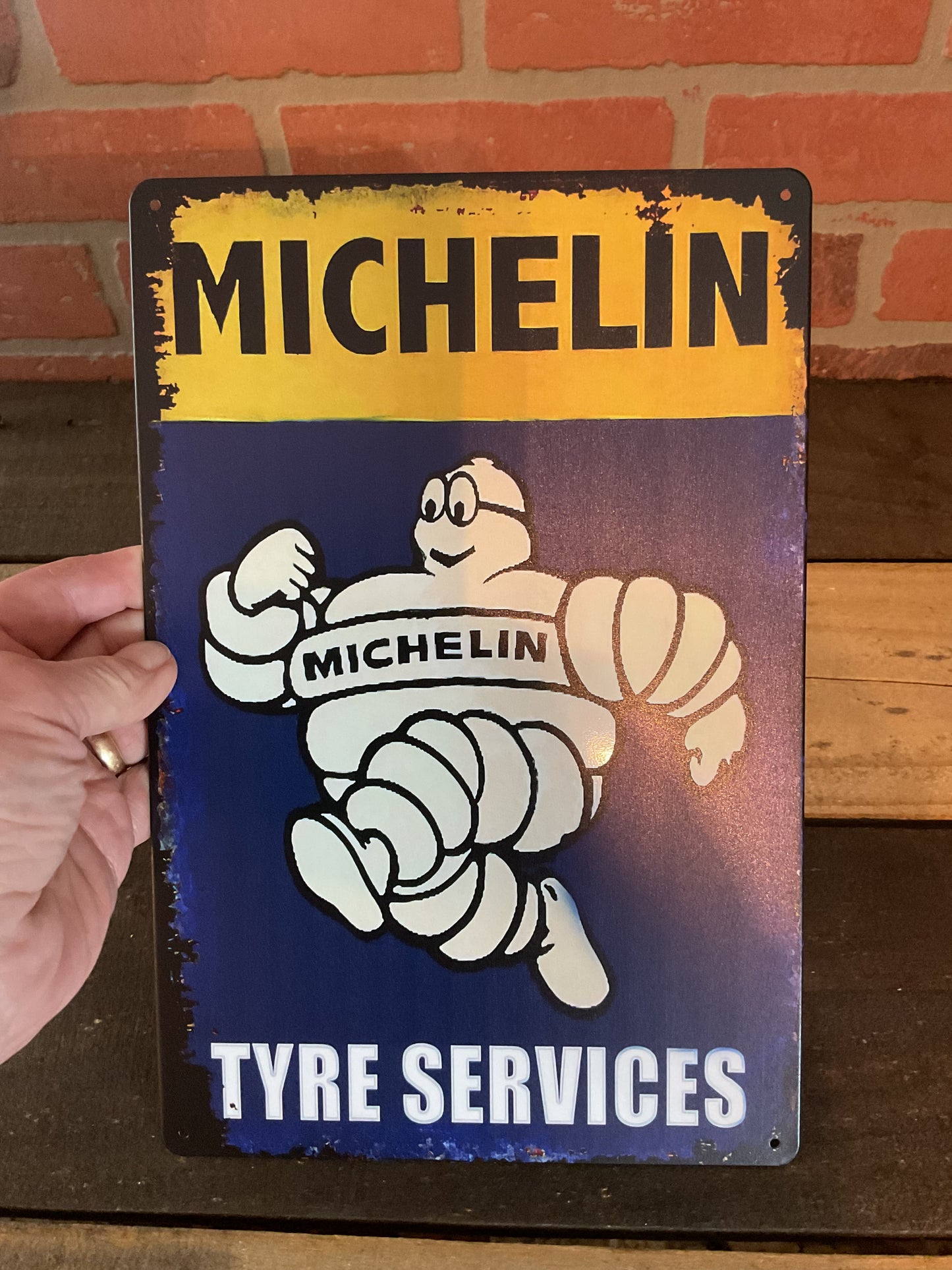 8"x 12" Rustic Style "Michelin Tyre Services" Advertising Sign Makes a Great Gift!