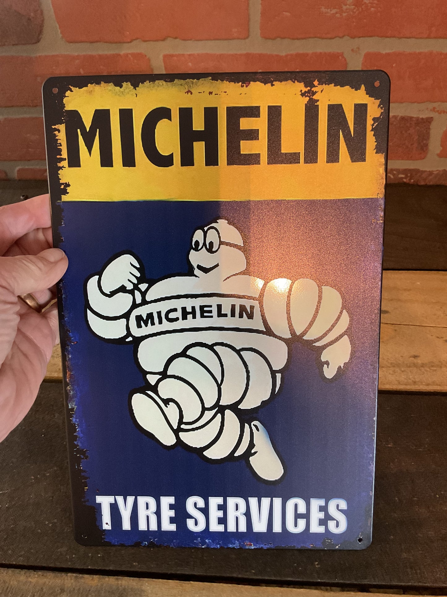 8"x 12" Rustic Style "Michelin Tyre Services" Advertising Sign Makes a Great Gift!