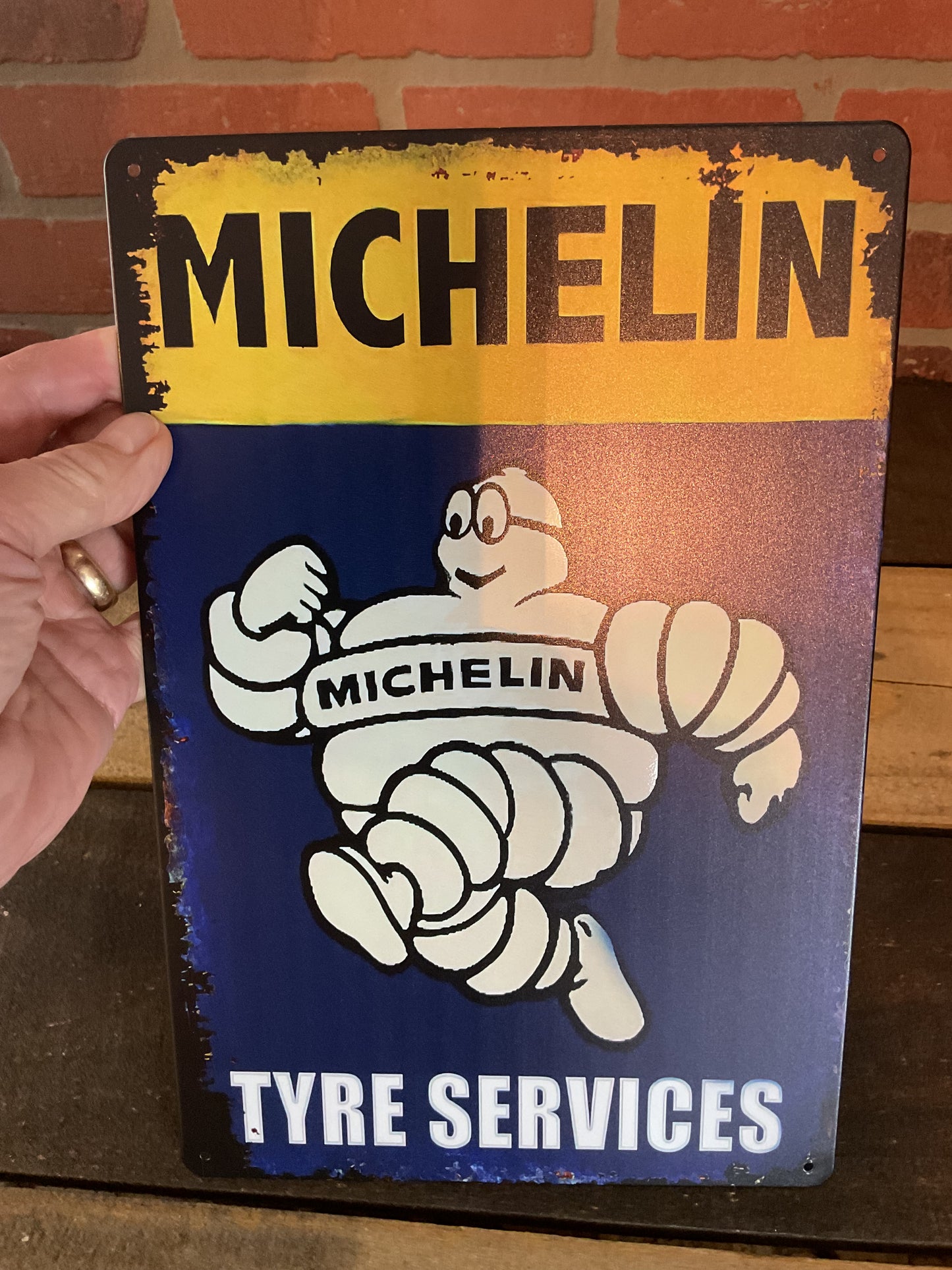 8"x 12" Rustic Style "Michelin Tyre Services" Advertising Sign Makes a Great Gift!