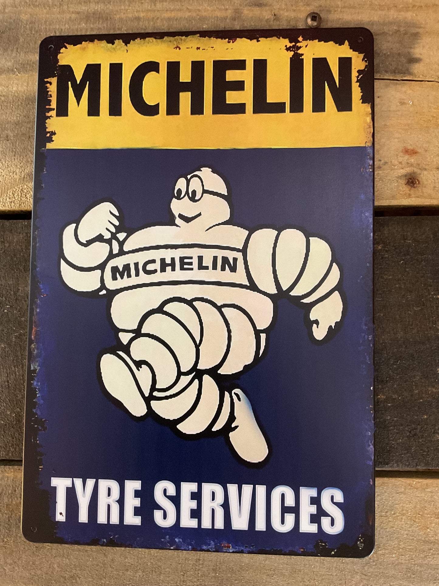 8"x 12" Rustic Style "Michelin Tyre Services" Advertising Sign Makes a Great Gift!