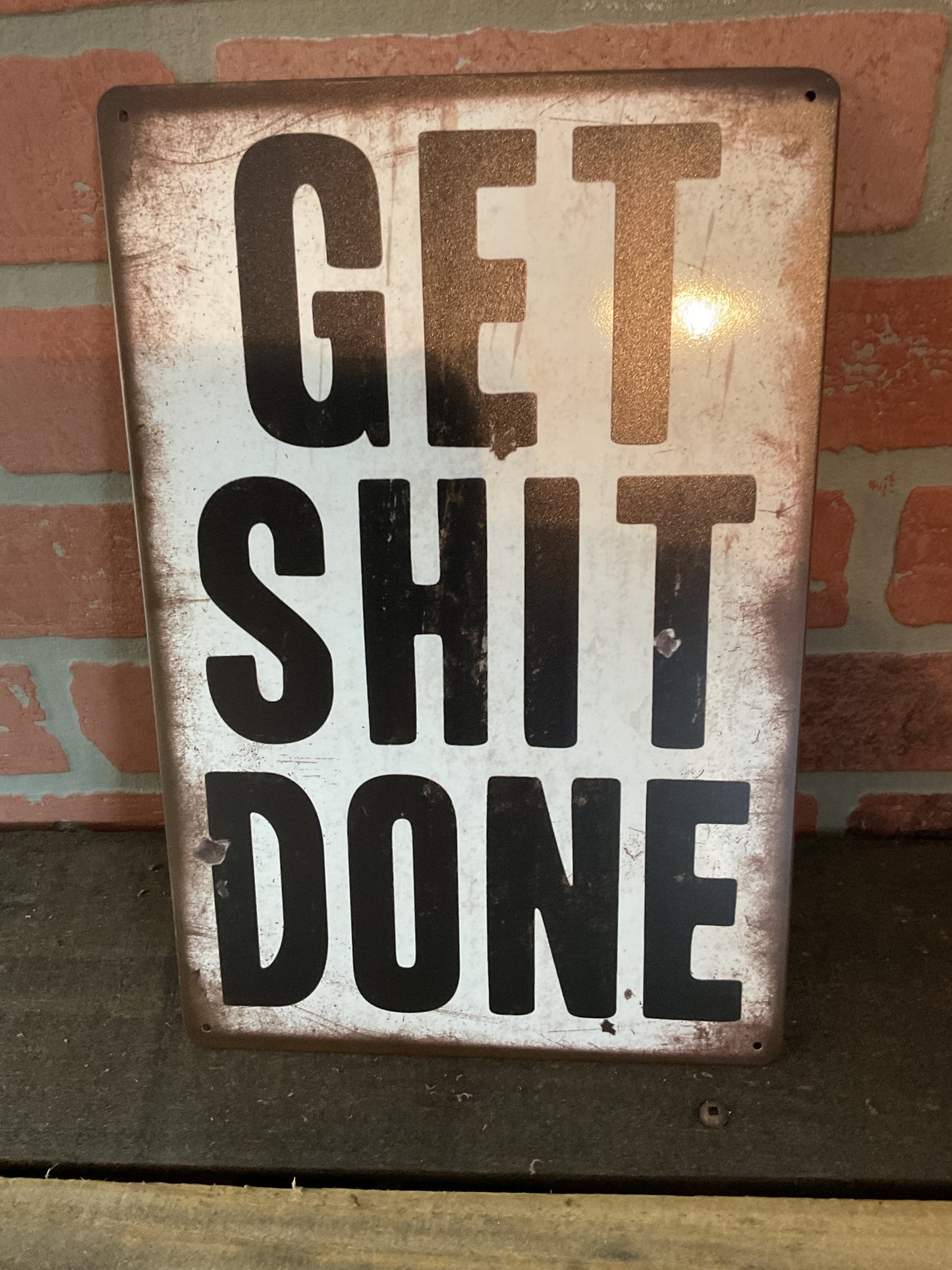 8"x12" Retro Patina Style Bold Inspirational "GET S$%# DONE" sign