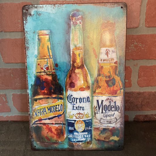 8"x12" Colorful Vintage Retro Style Colorful "Corona Beer" Advertising Sign