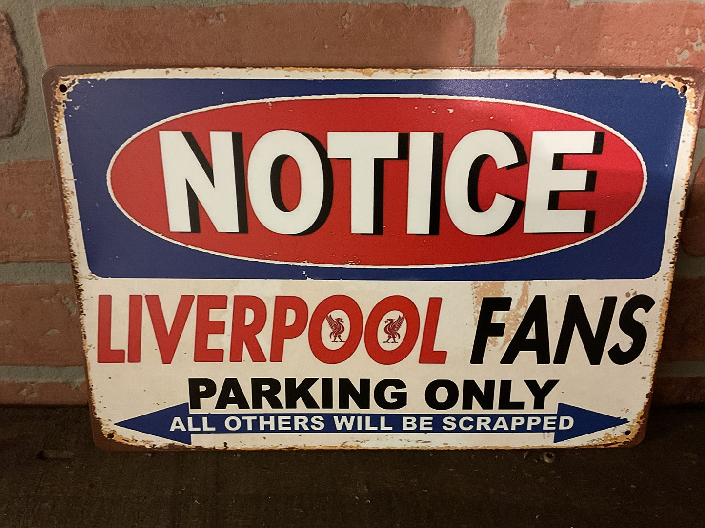 12"x8" Vintage Patina Style "Liverpool Fans" Parking Only Sign