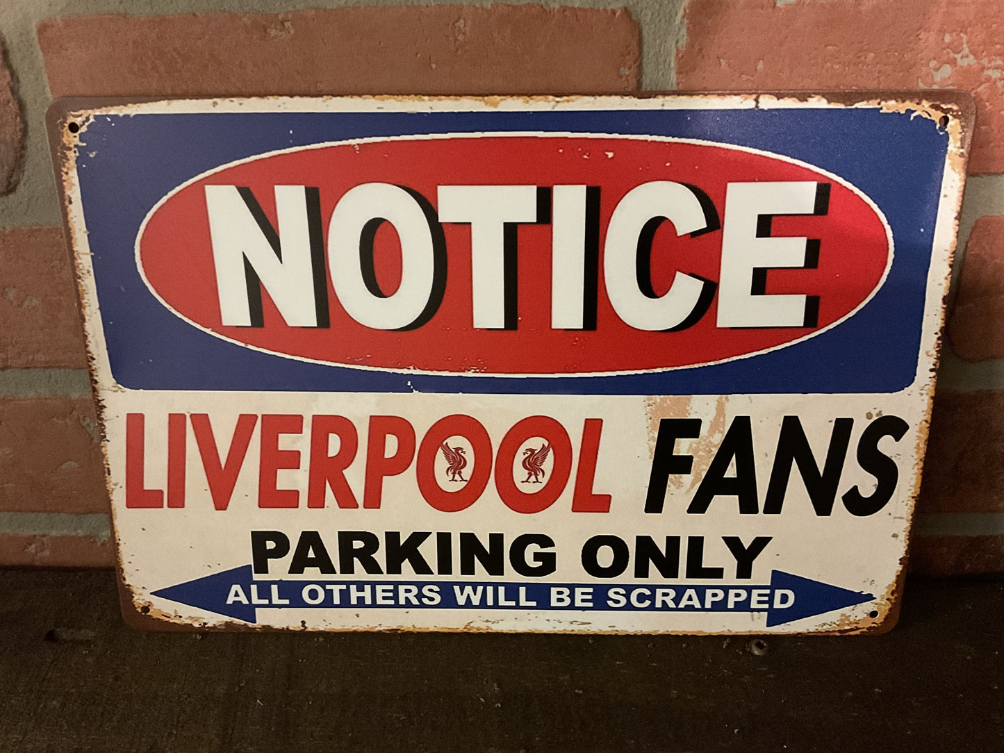 12"x8" Vintage Patina Style "Liverpool Fans" Parking Only Sign