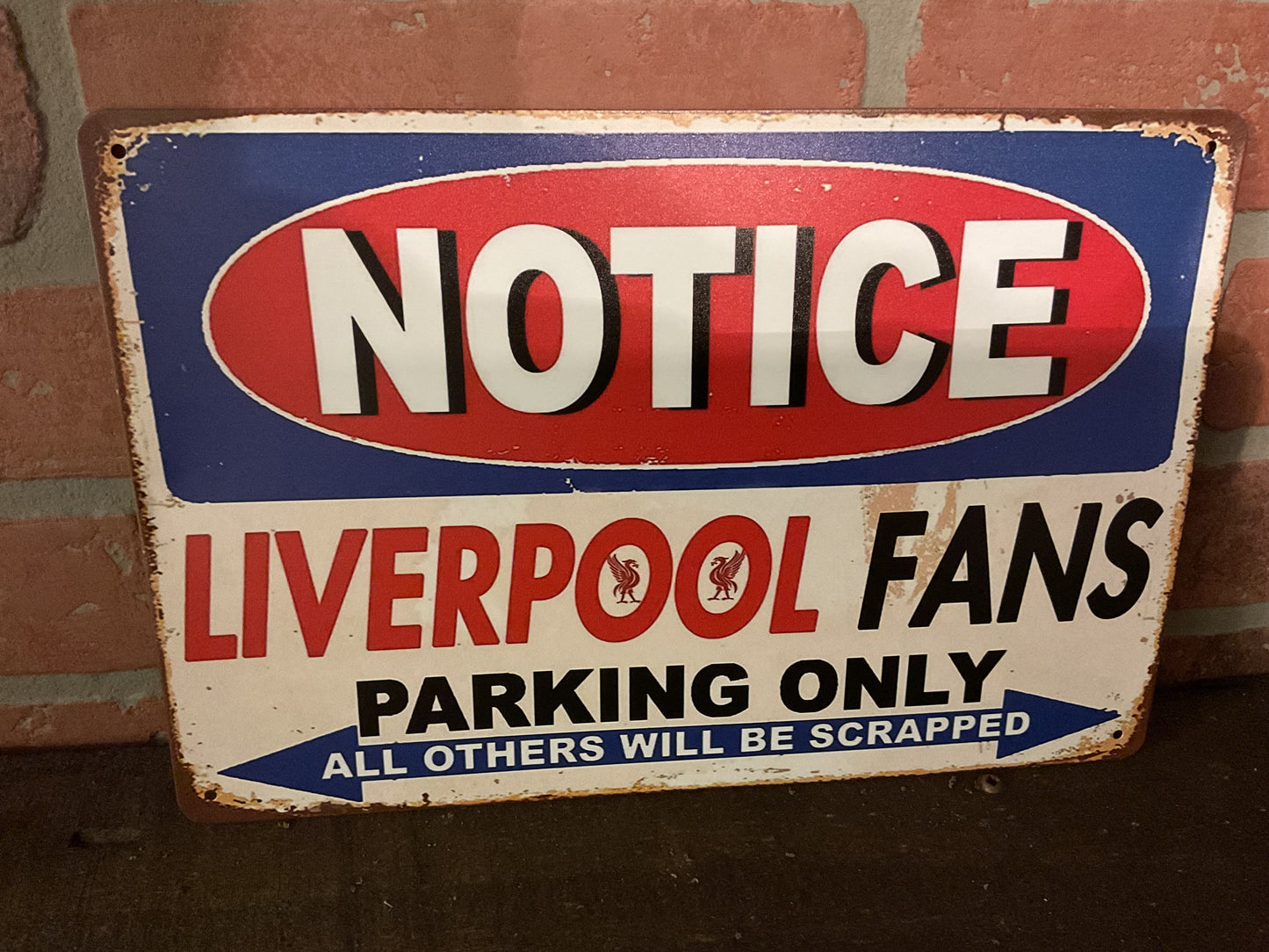 12"x8" Vintage Patina Style "Liverpool Fans" Parking Only Sign