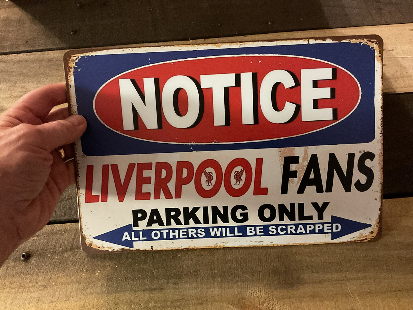 12"x8" Vintage Patina Style "Liverpool Fans" Parking Only Sign