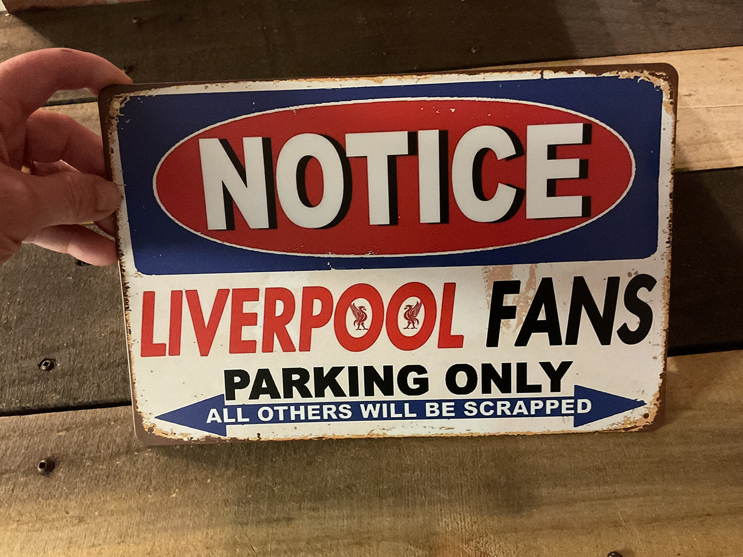 12"x8" Vintage Patina Style "Liverpool Fans" Parking Only Sign