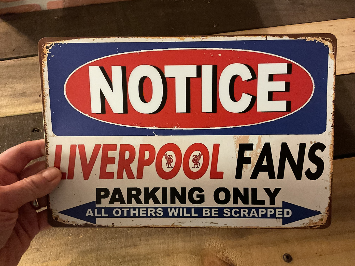 12"x8" Vintage Patina Style "Liverpool Fans" Parking Only Sign