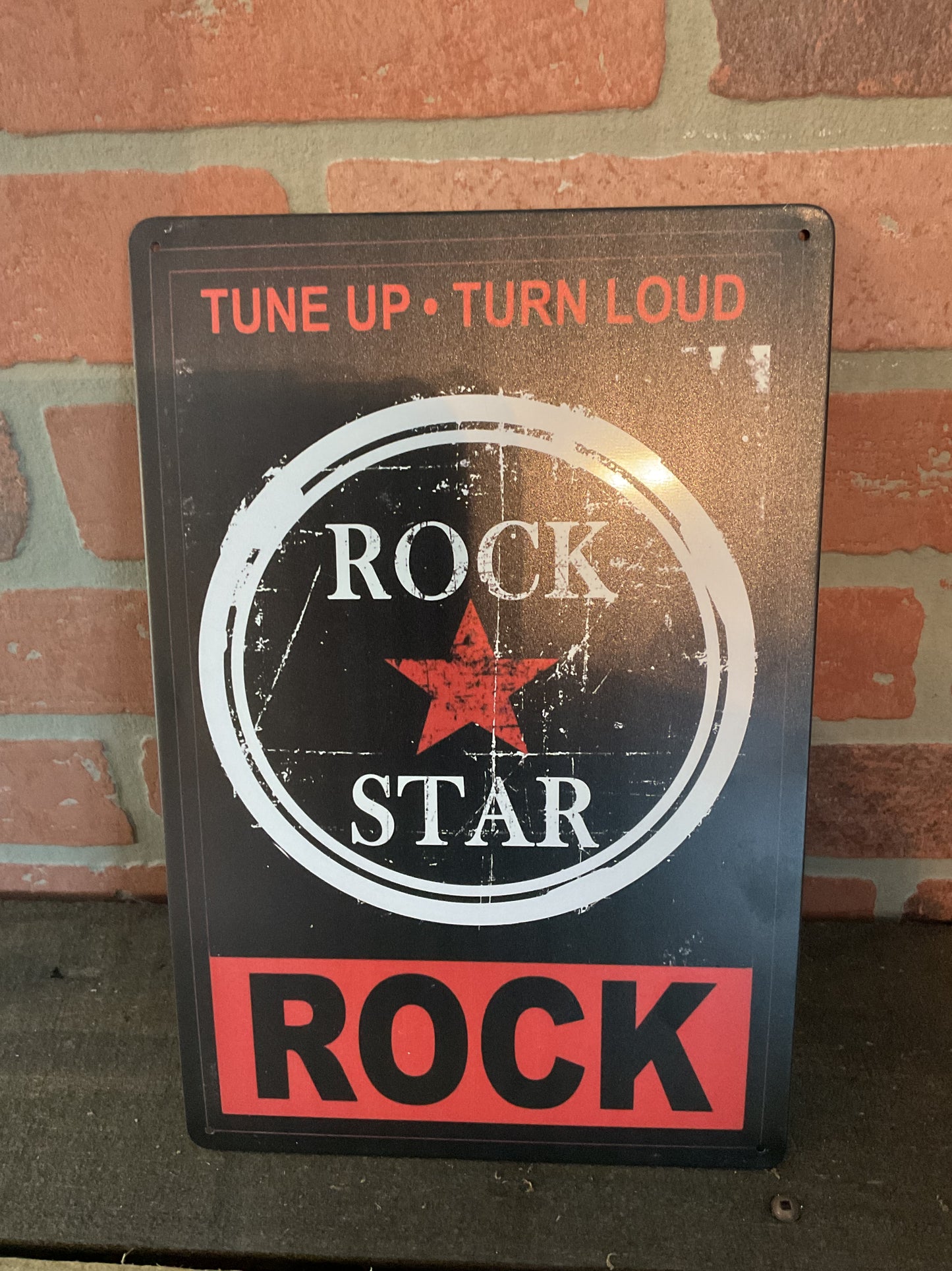 Vintage Style 8"x12" "Tune Up Turn Loud..Rock Star" Sign...Makes a Great Gift!