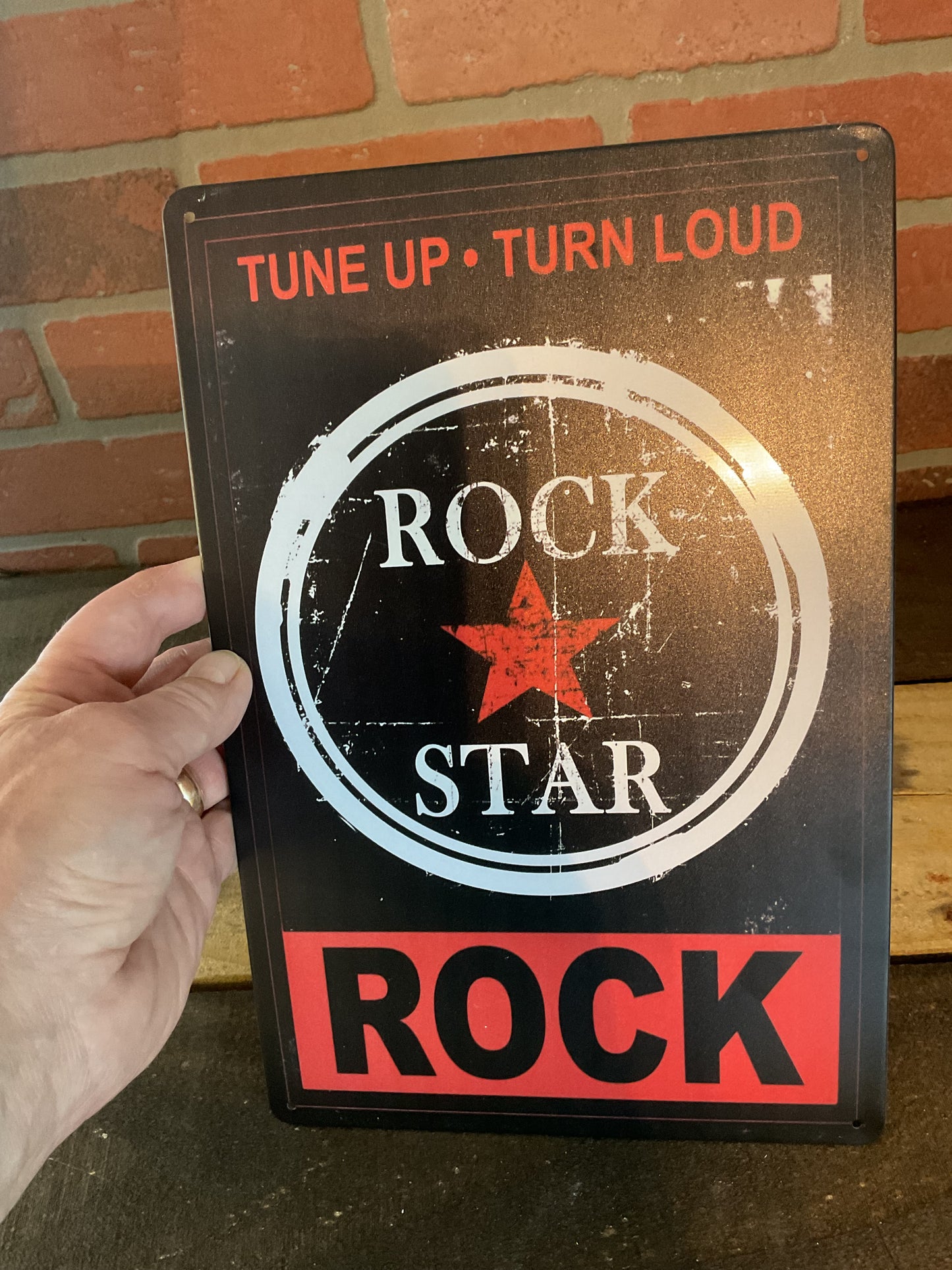 Vintage Style 8"x12" "Tune Up Turn Loud..Rock Star" Sign...Makes a Great Gift!