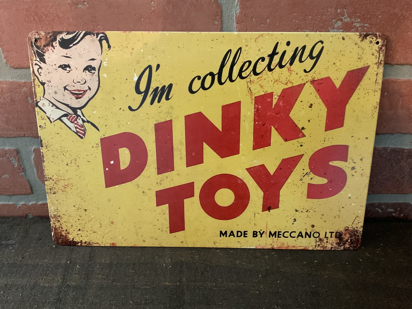 Vintage Patina Style 12'x8" DINKY TOYS Advertising Sign.