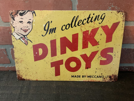 Vintage Patina Style 12'x8" DINKY TOYS Advertising Sign.