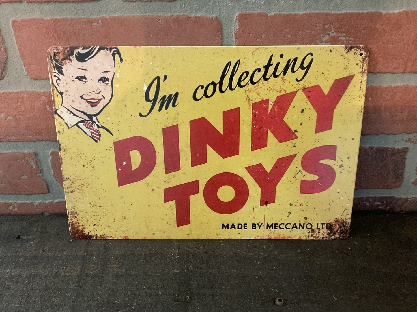 Vintage Patina Style 12'x8" DINKY TOYS Advertising Sign.