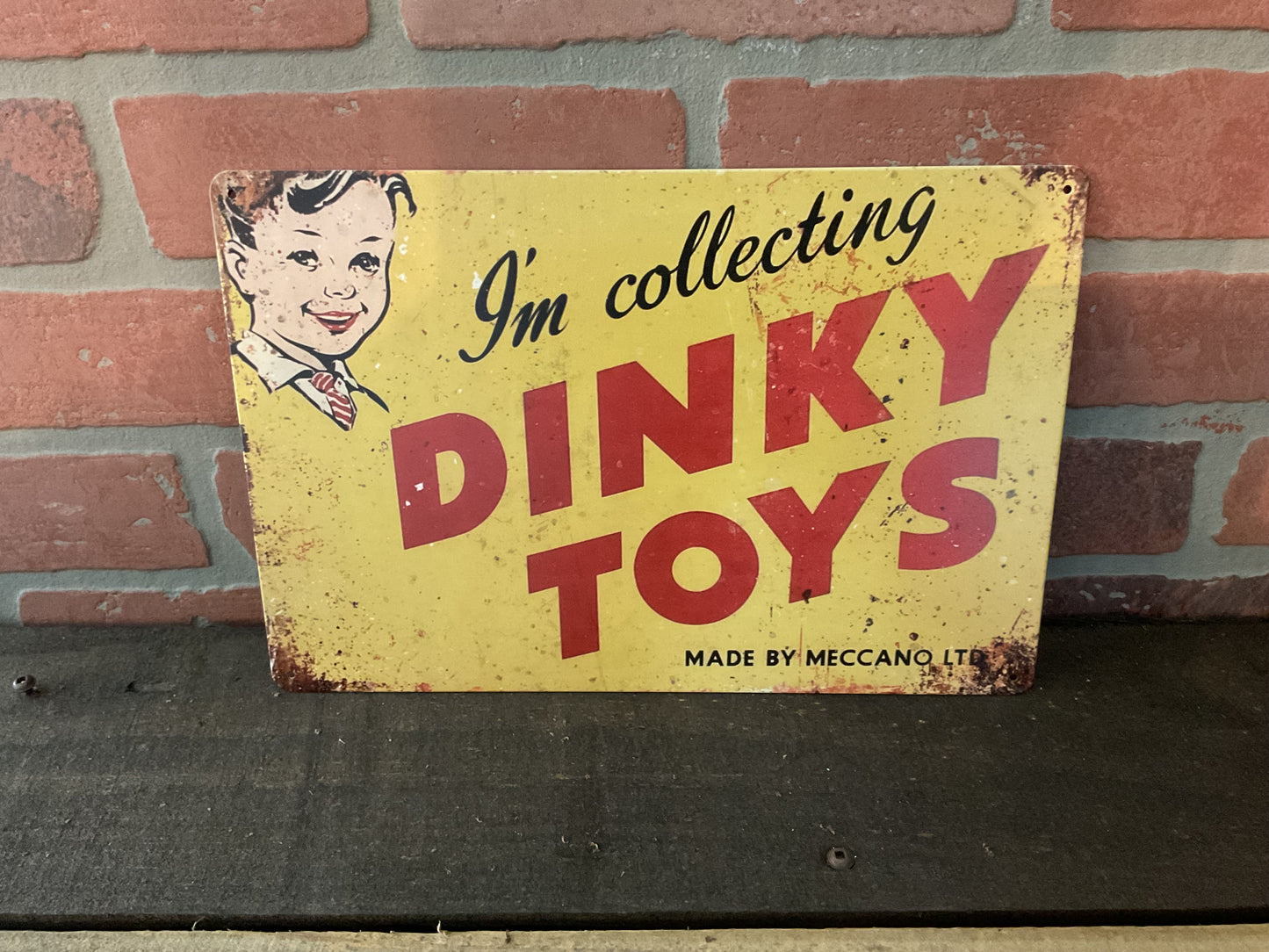 Vintage Patina Style 12'x8" DINKY TOYS Advertising Sign.