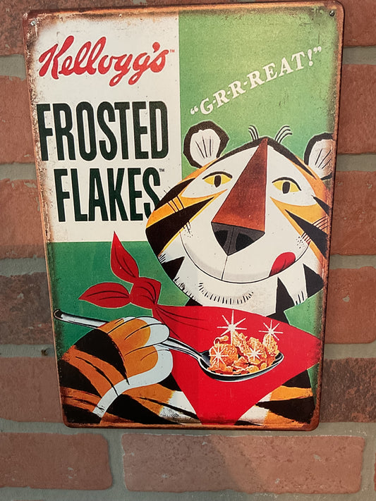 12"x8" Vintage Patina Style Kellog's Frosted Flakes Adverising Sign A Great Gift