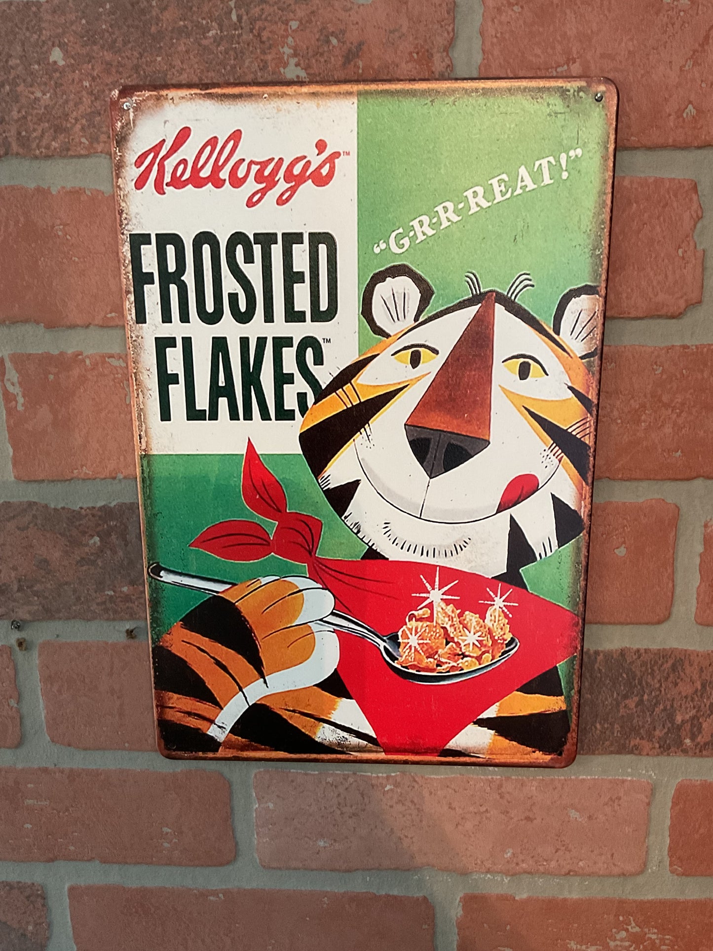 12"x8" Vintage Patina Style Kellog's Frosted Flakes Adverising Sign A Great Gift