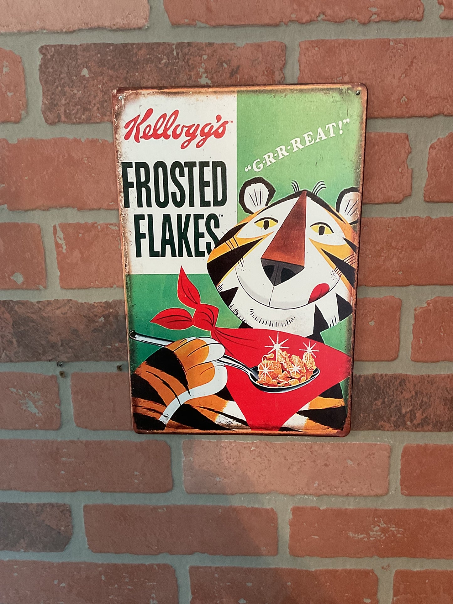12"x8" Vintage Patina Style Kellog's Frosted Flakes Adverising Sign A Great Gift