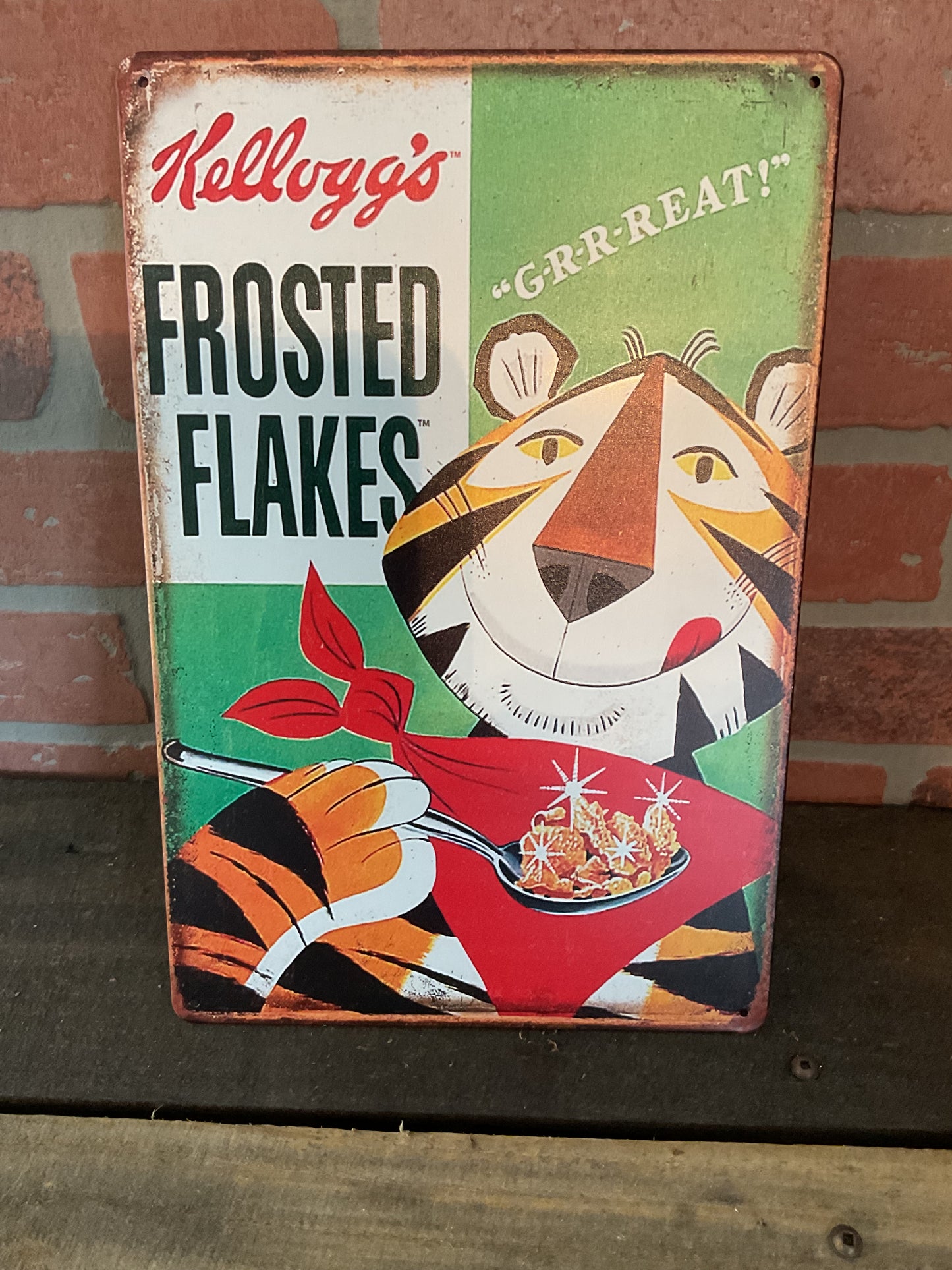 12"x8" Vintage Patina Style Kellog's Frosted Flakes Adverising Sign A Great Gift