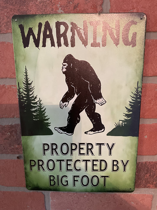 8"x12" Tin WARNING "Property Protected by Bigfoot" Sign Makes a Great Gift!