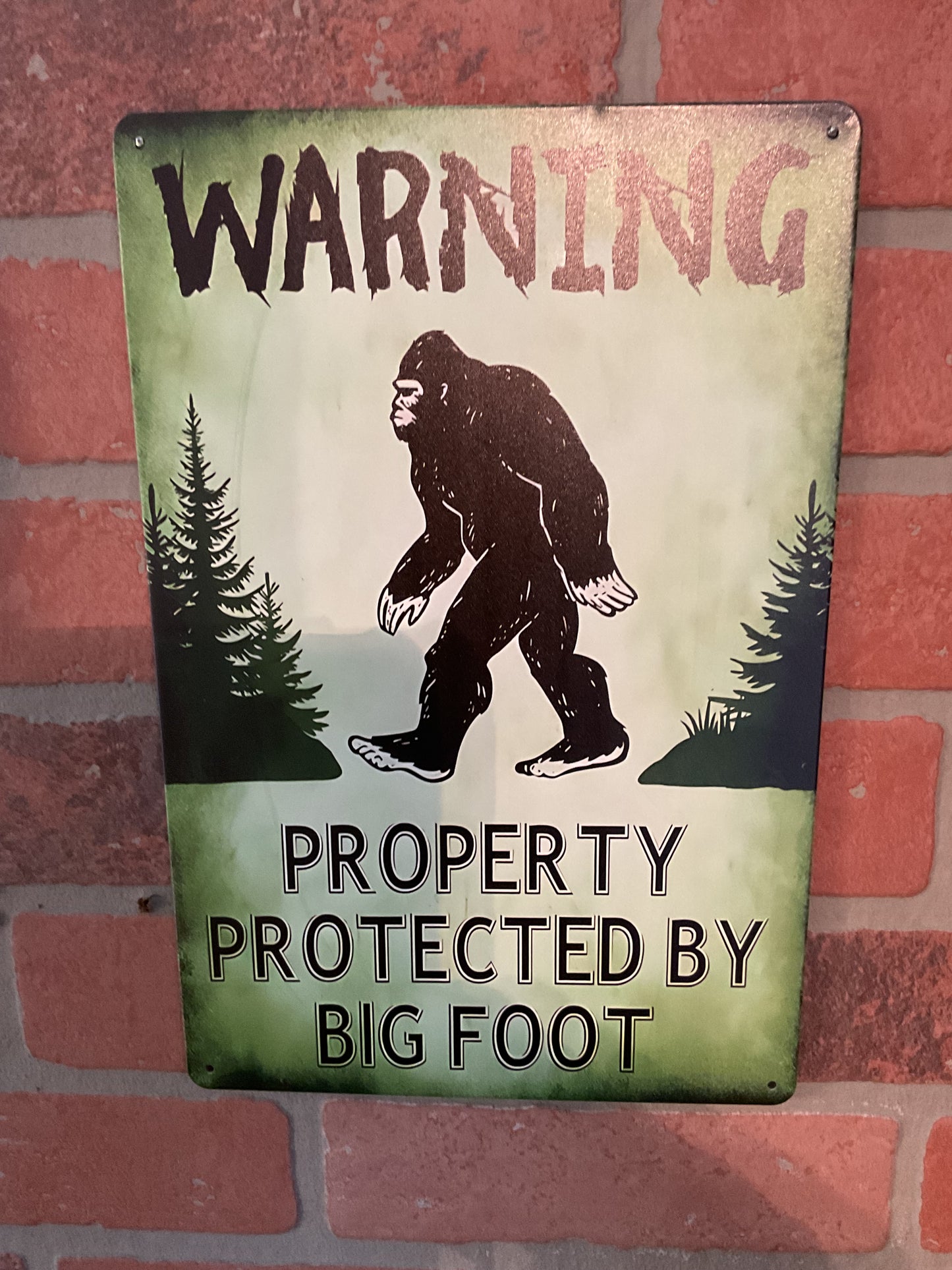 8"x12" Tin WARNING "Property Protected by Bigfoot" Sign Makes a Great Gift!