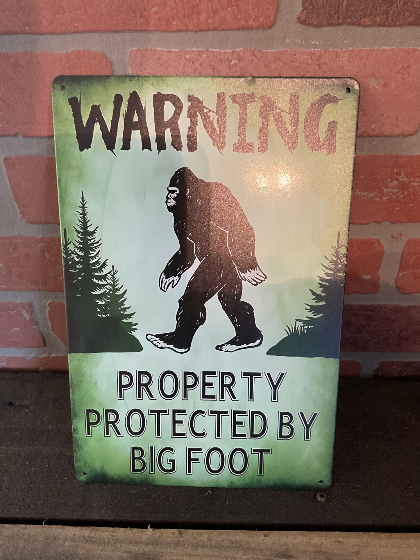 8"x12" Tin WARNING "Property Protected by Bigfoot" Sign Makes a Great Gift!