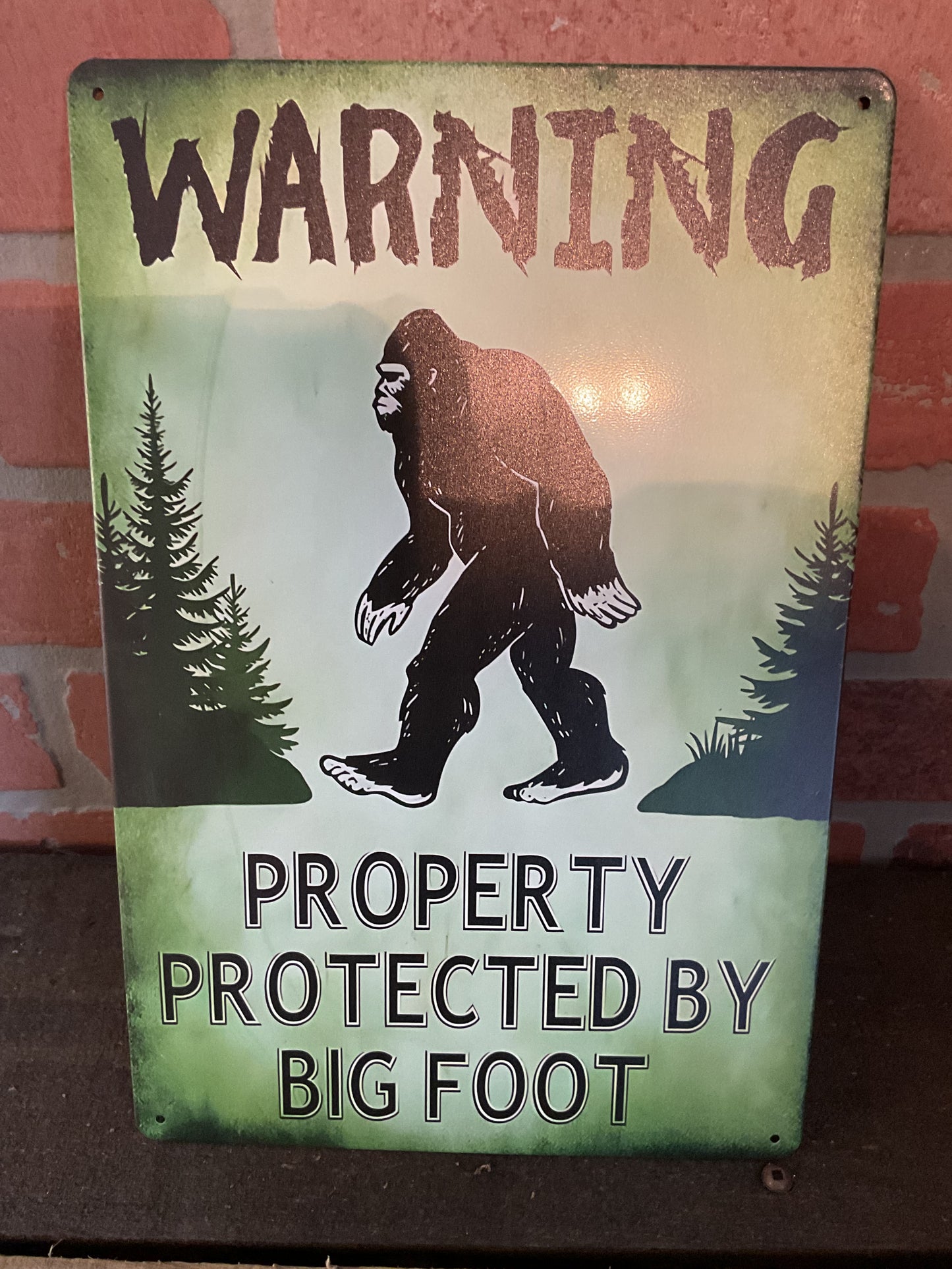 8"x12" Tin WARNING "Property Protected by Bigfoot" Sign Makes a Great Gift!