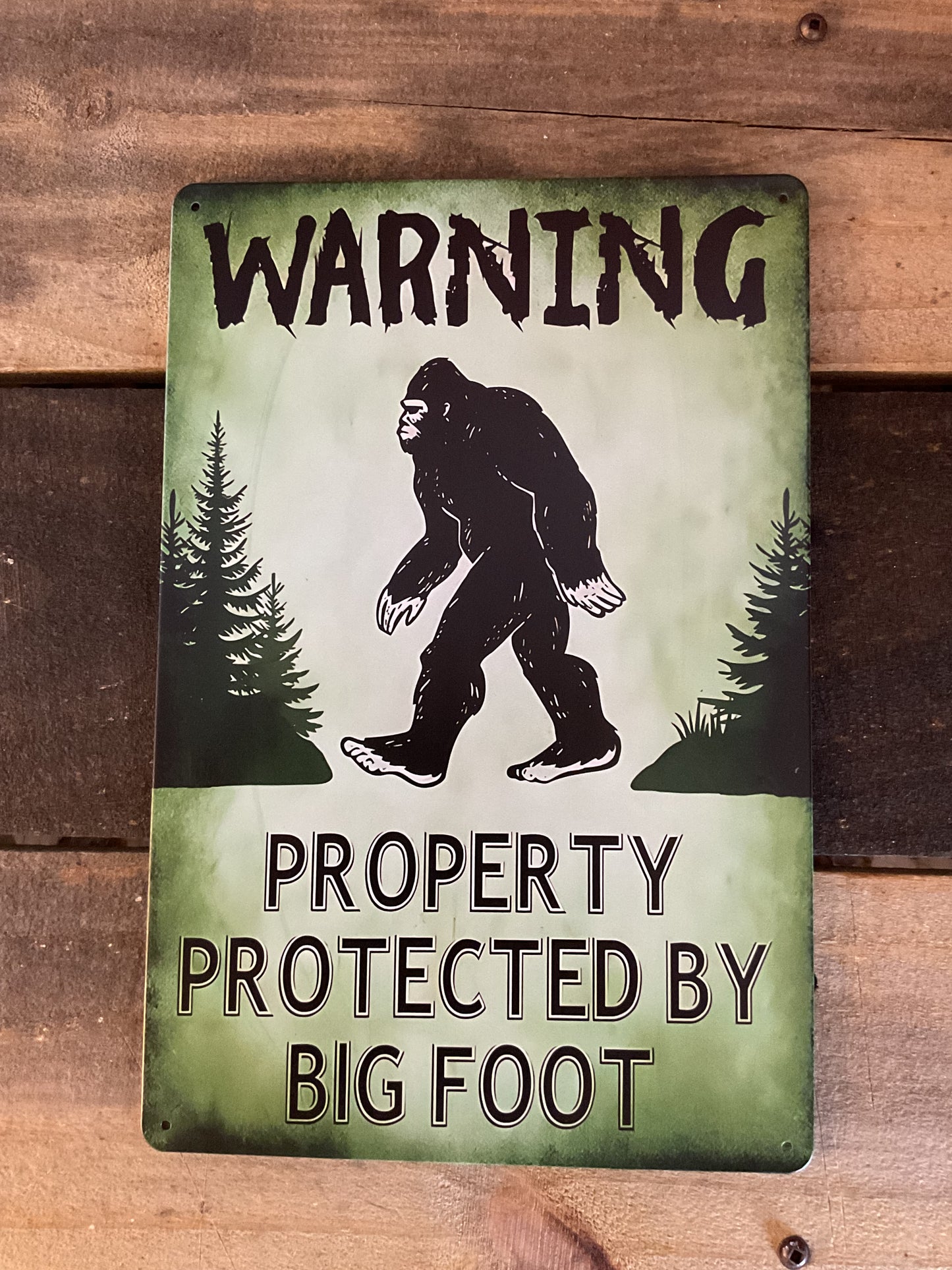 8"x12" Tin WARNING "Property Protected by Bigfoot" Sign Makes a Great Gift!