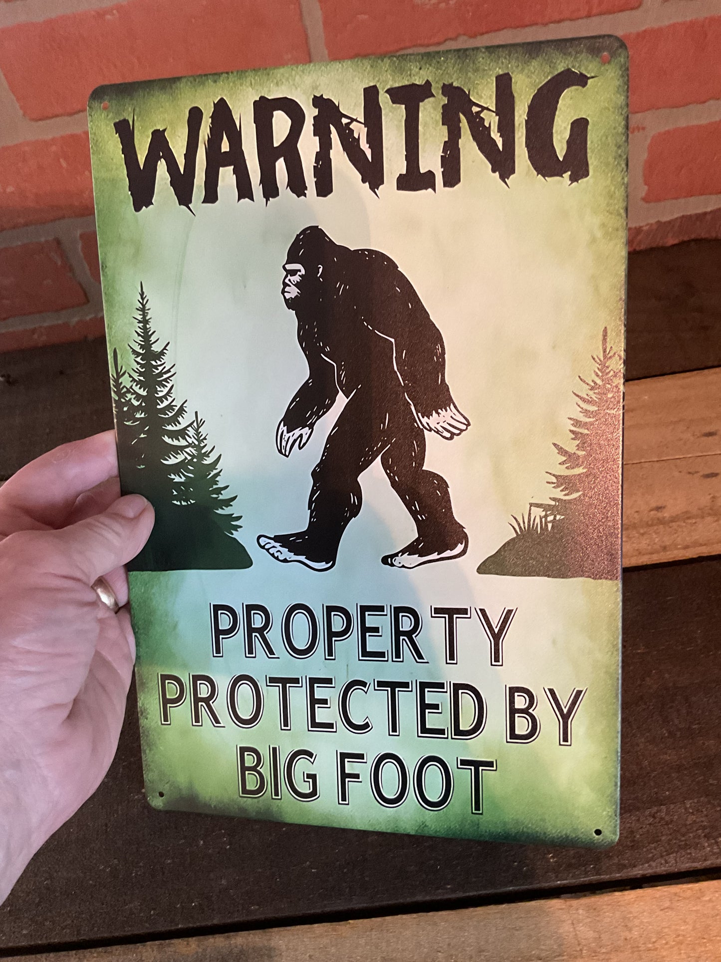 8"x12" Tin WARNING "Property Protected by Bigfoot" Sign Makes a Great Gift!