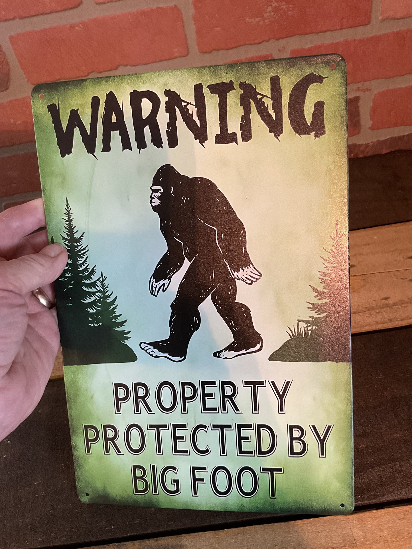 8"x12" Tin WARNING "Property Protected by Bigfoot" Sign Makes a Great Gift!