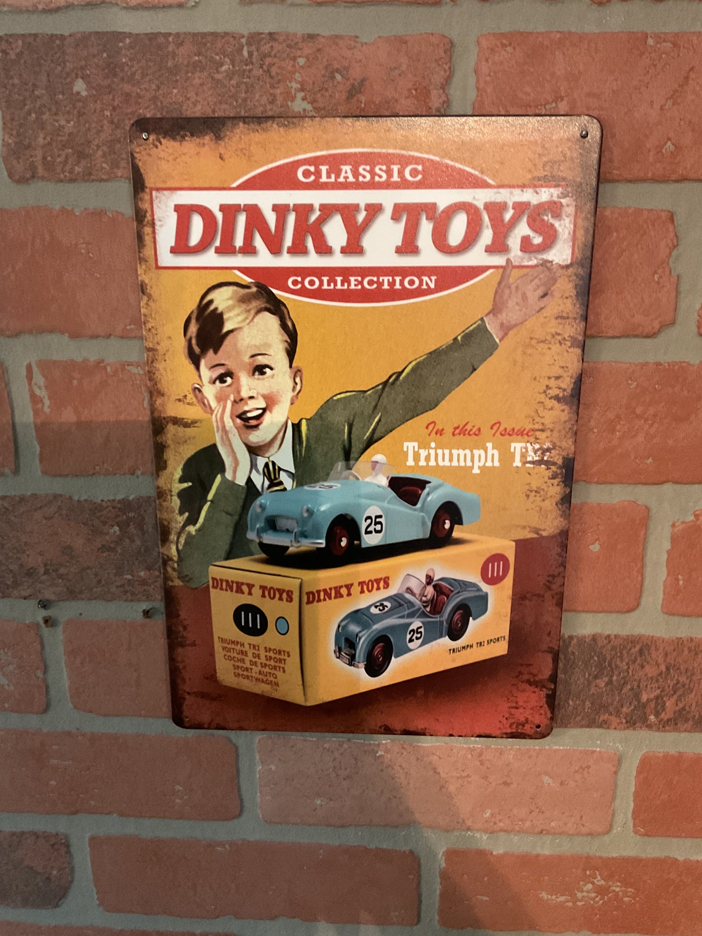 Vintage Patina Style 8"x12" Dinky Toys Advertising Sign. Makes a Great Gift!