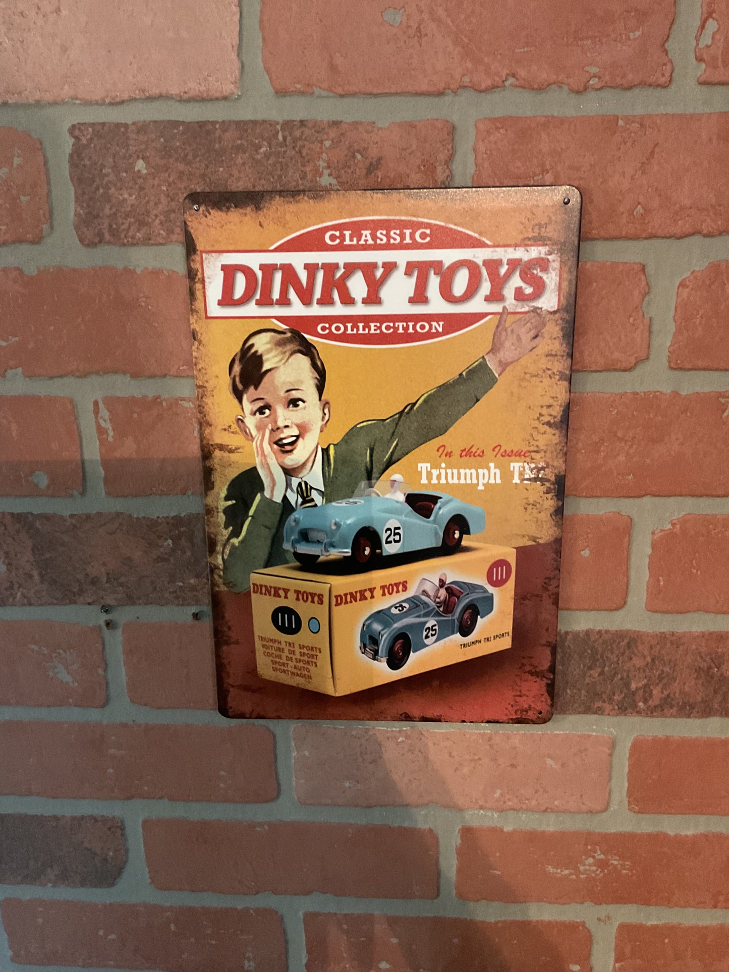 Vintage Patina Style 8"x12" Dinky Toys Advertising Sign. Makes a Great Gift!