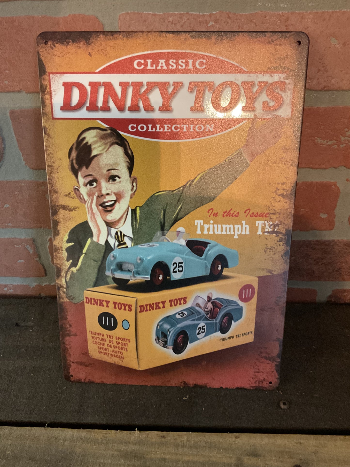 Vintage Patina Style 8"x12" Dinky Toys Advertising Sign. Makes a Great Gift!