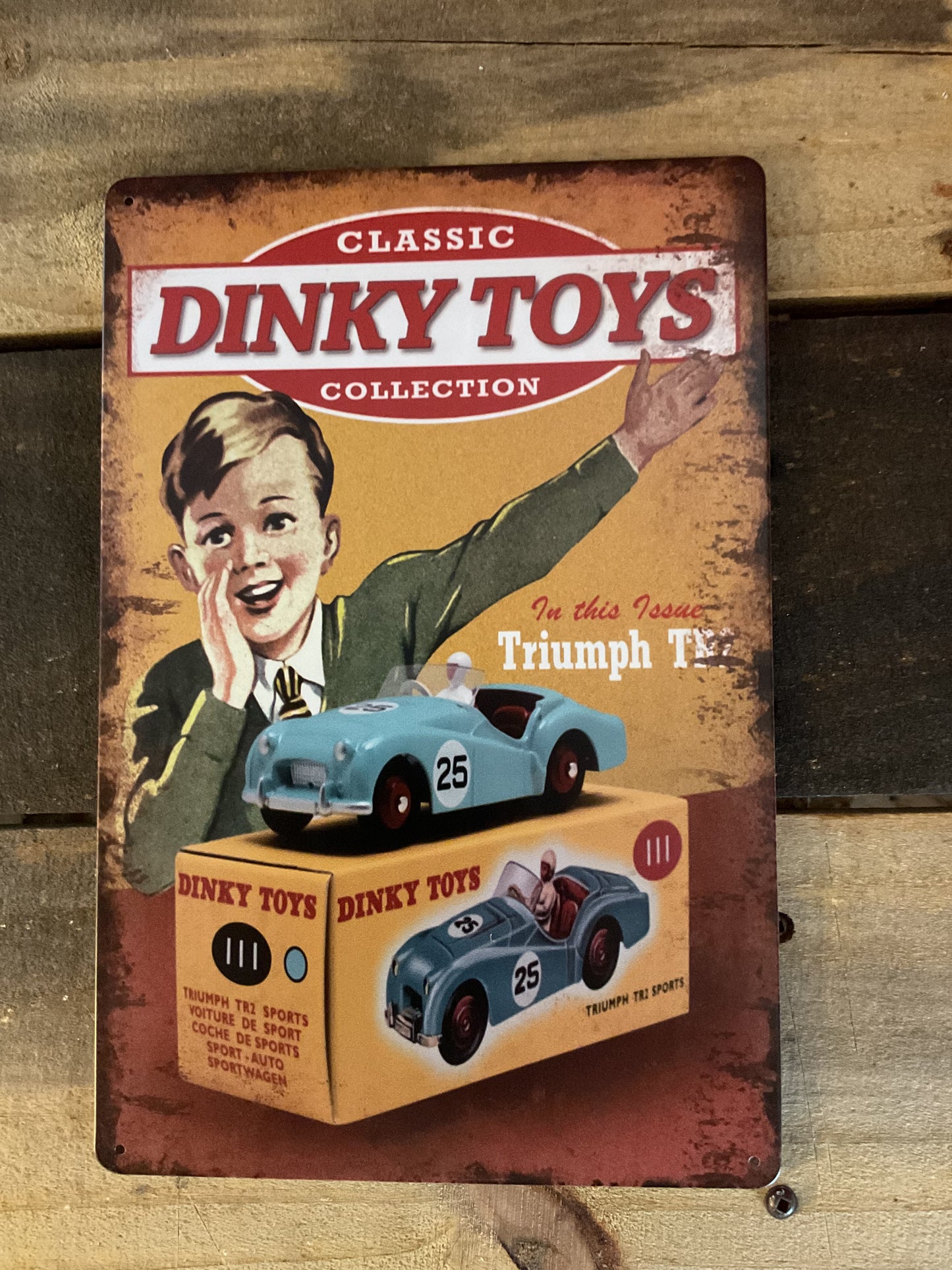 Vintage Patina Style 8"x12" Dinky Toys Advertising Sign. Makes a Great Gift!