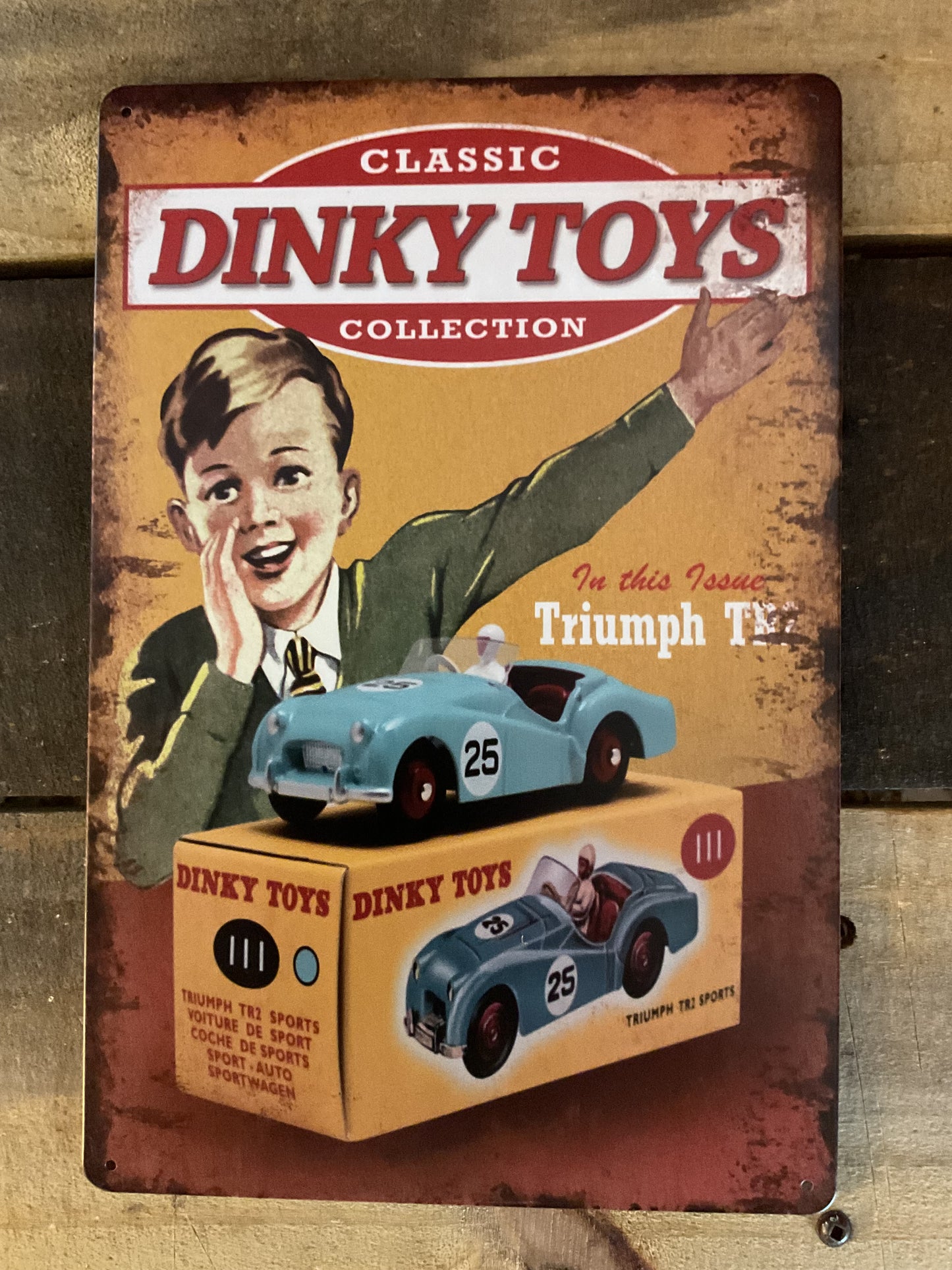Vintage Patina Style 8"x12" Dinky Toys Advertising Sign. Makes a Great Gift!