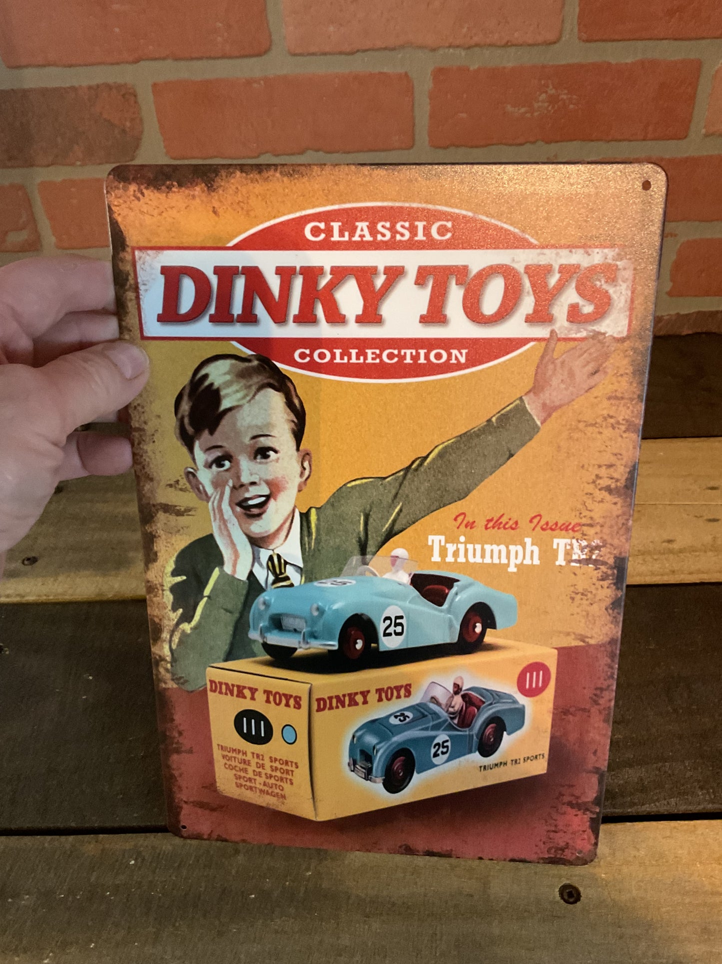 Vintage Patina Style 8"x12" Dinky Toys Advertising Sign. Makes a Great Gift!