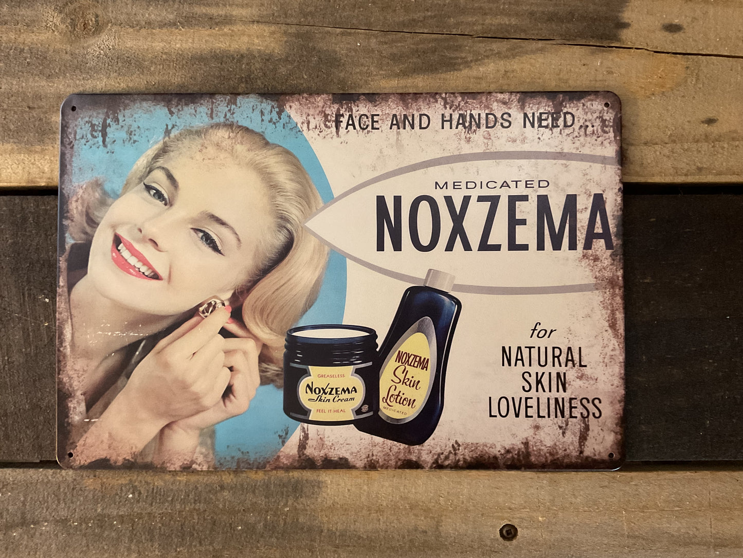 Retro Style 12"x8" Medicated NOXZEMA skin cream Advertising Sign. A Great Gift!