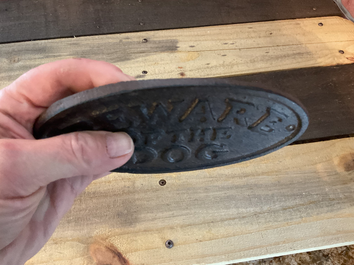 Rustic Vintage Style 7" X 3 " Cast Iron "Beware of Dog" Sign. A Great Gift!