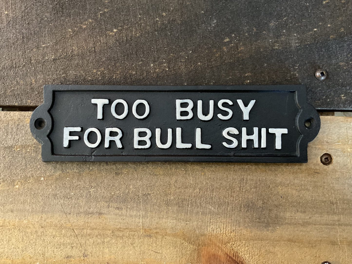 8"x2.25" Cast Iron "Too Busy for Bu#$it Sign. Makes a great Gift!