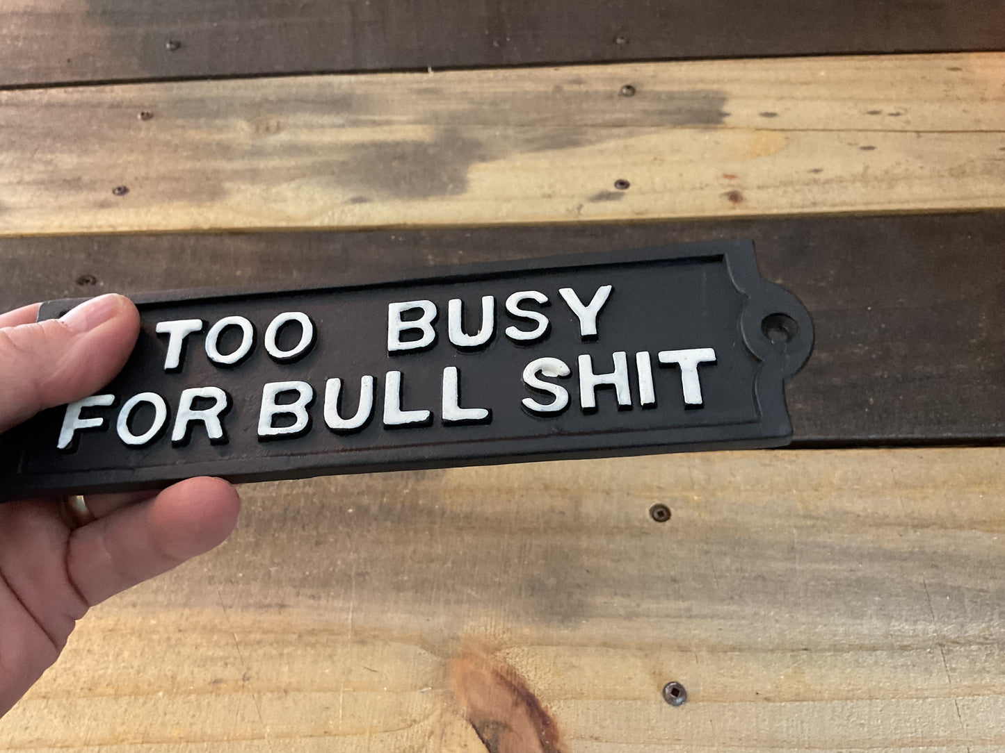 8"x2.25" Cast Iron "Too Busy for Bu#$it Sign. Makes a great Gift!