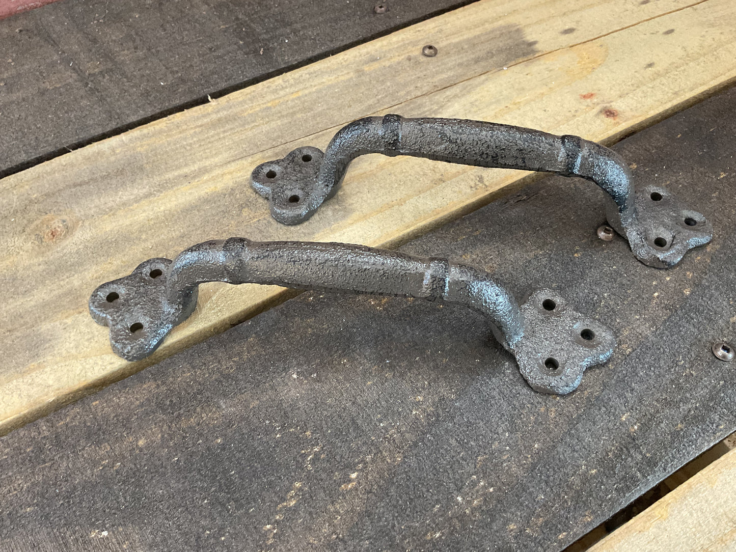 Set of 2 Large (8.5") Heavy Duty Strong Rustic Cast Iron Barn Pulls w/ Screws