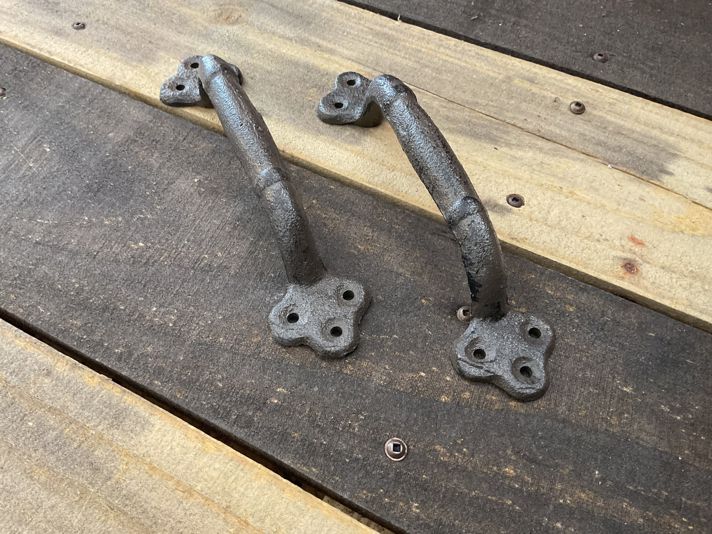 Set of 2 Large (8.5") Heavy Duty Strong Rustic Cast Iron Barn Pulls w/ Screws