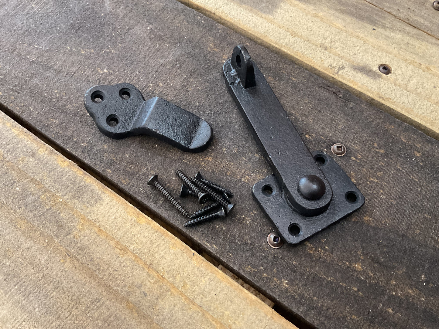 Vintage Style Black Cast Iron Door Latch w/ Screws