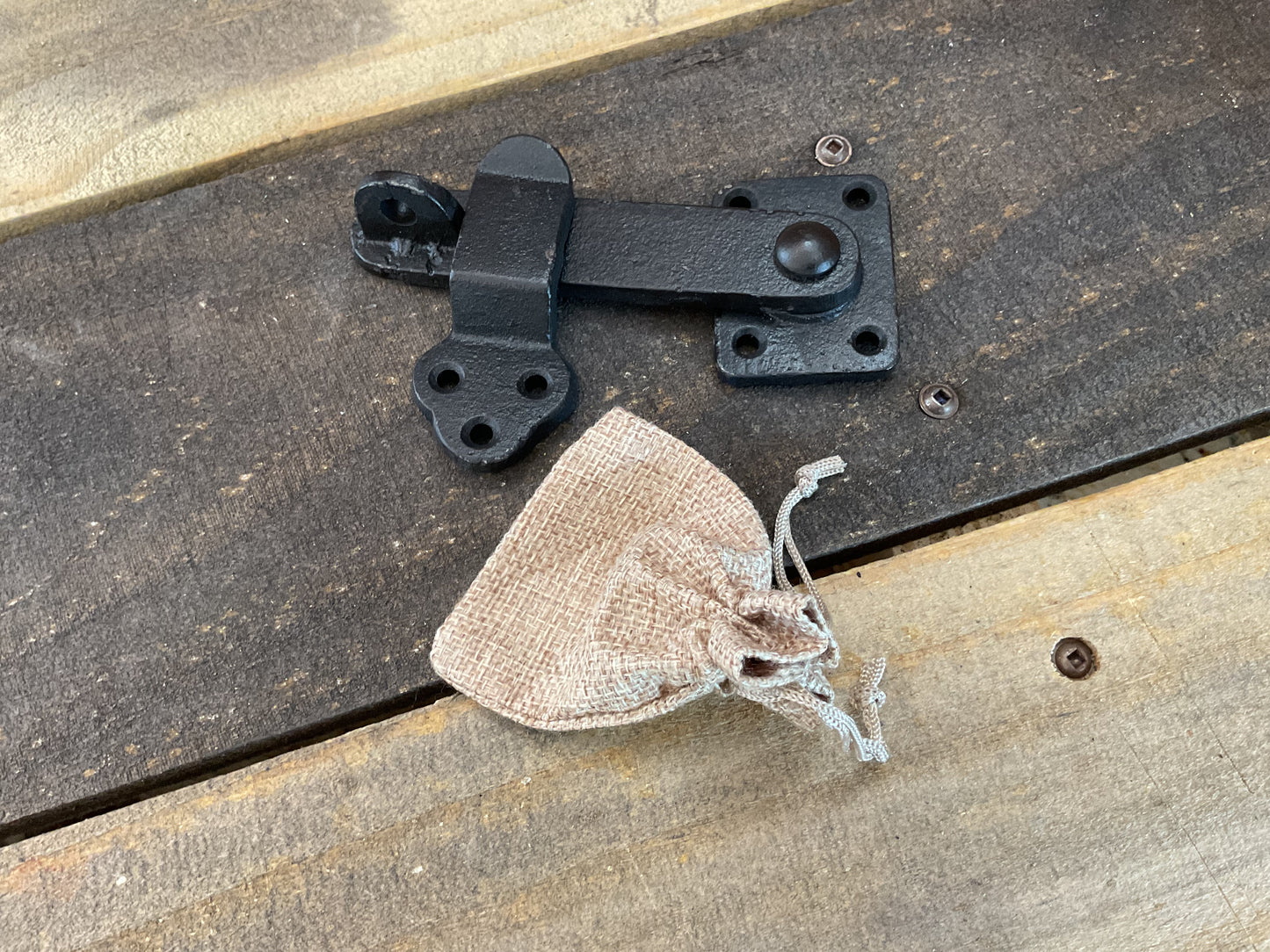 Vintage Style Black Cast Iron Door Latch w/ Screws