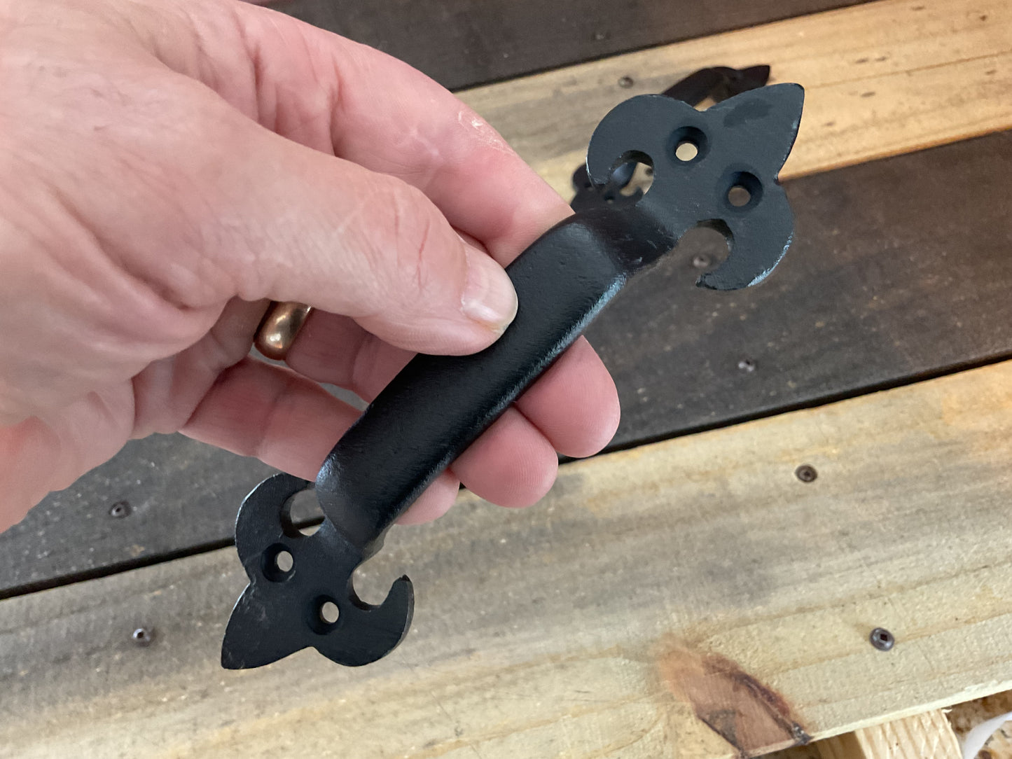 Set of 2 Vintage Rustic Style 7" Cast Iron Door Pulls with Screws