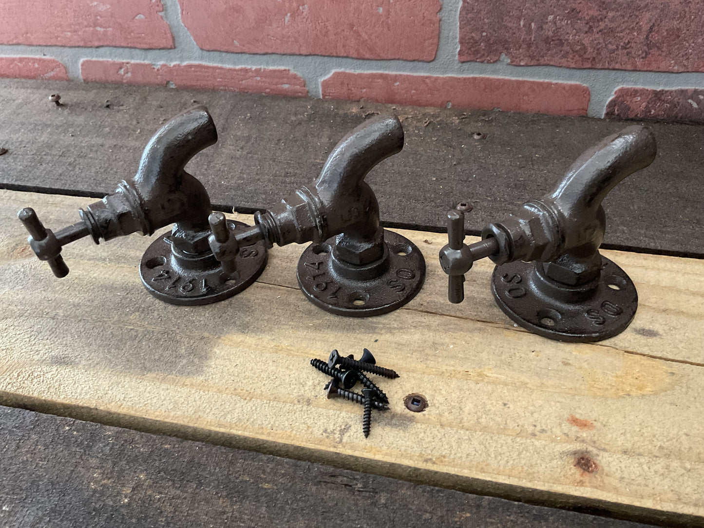 Set of 3 Cast Iron Faucet Style Home Decor Pulls