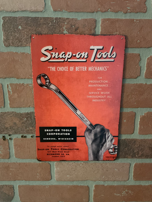 8"x12" Vintage Style Snap On Tools Advertising Sign