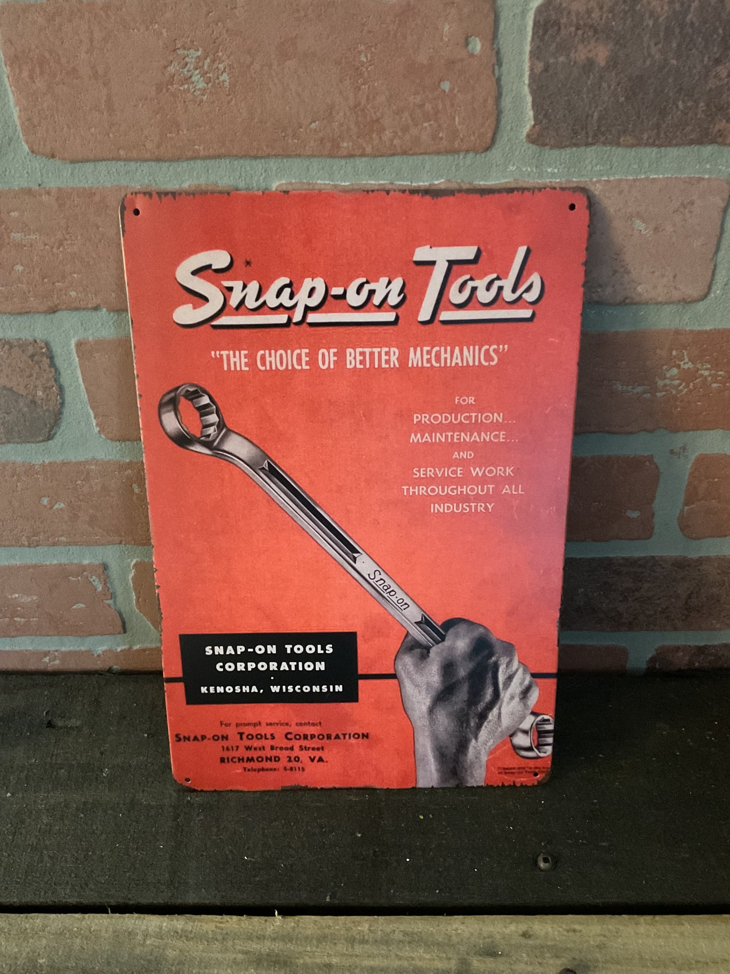8"x12" Vintage Style Snap On Tools Advertising Sign