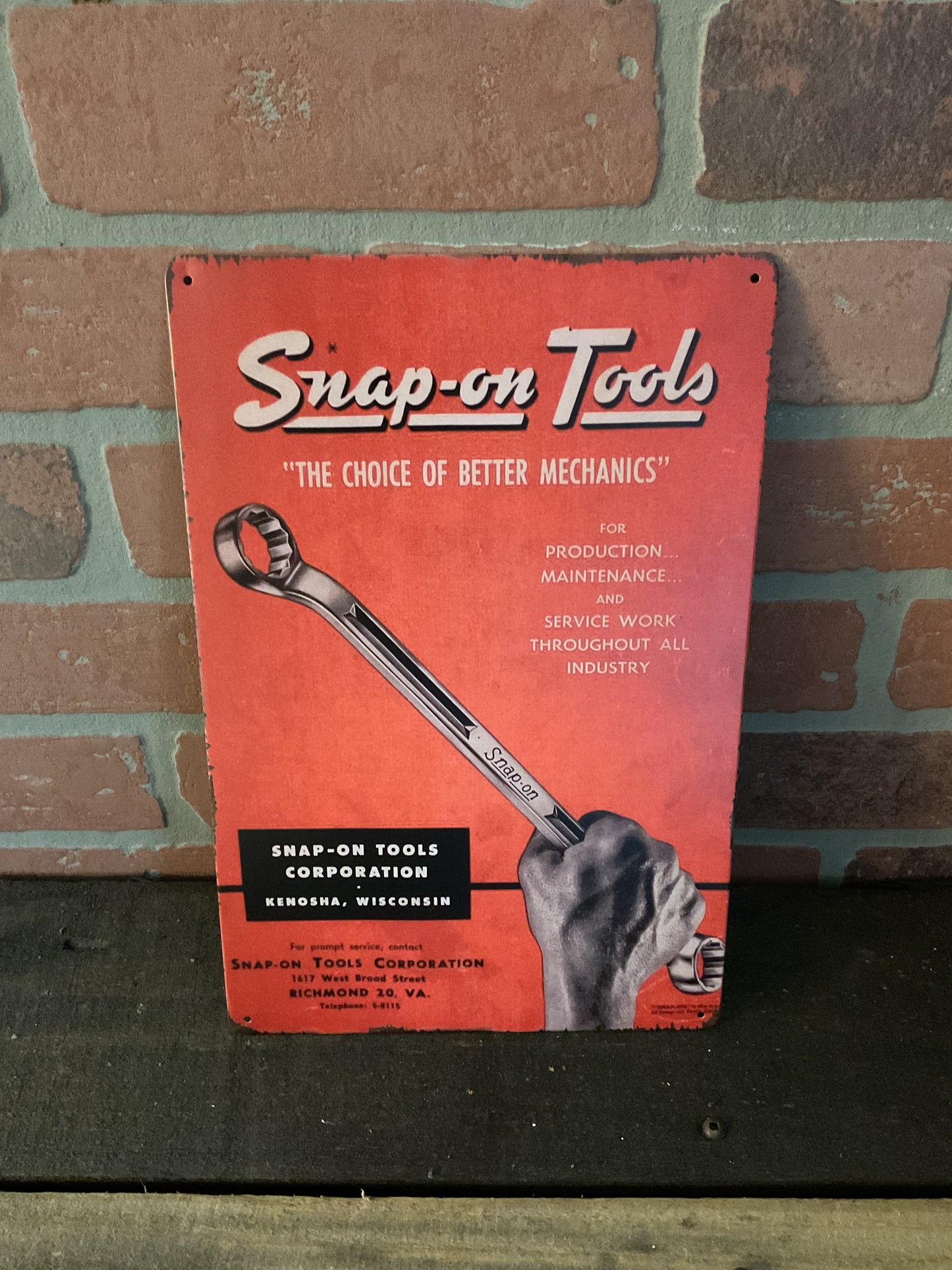 8"x12" Vintage Style Snap On Tools Advertising Sign