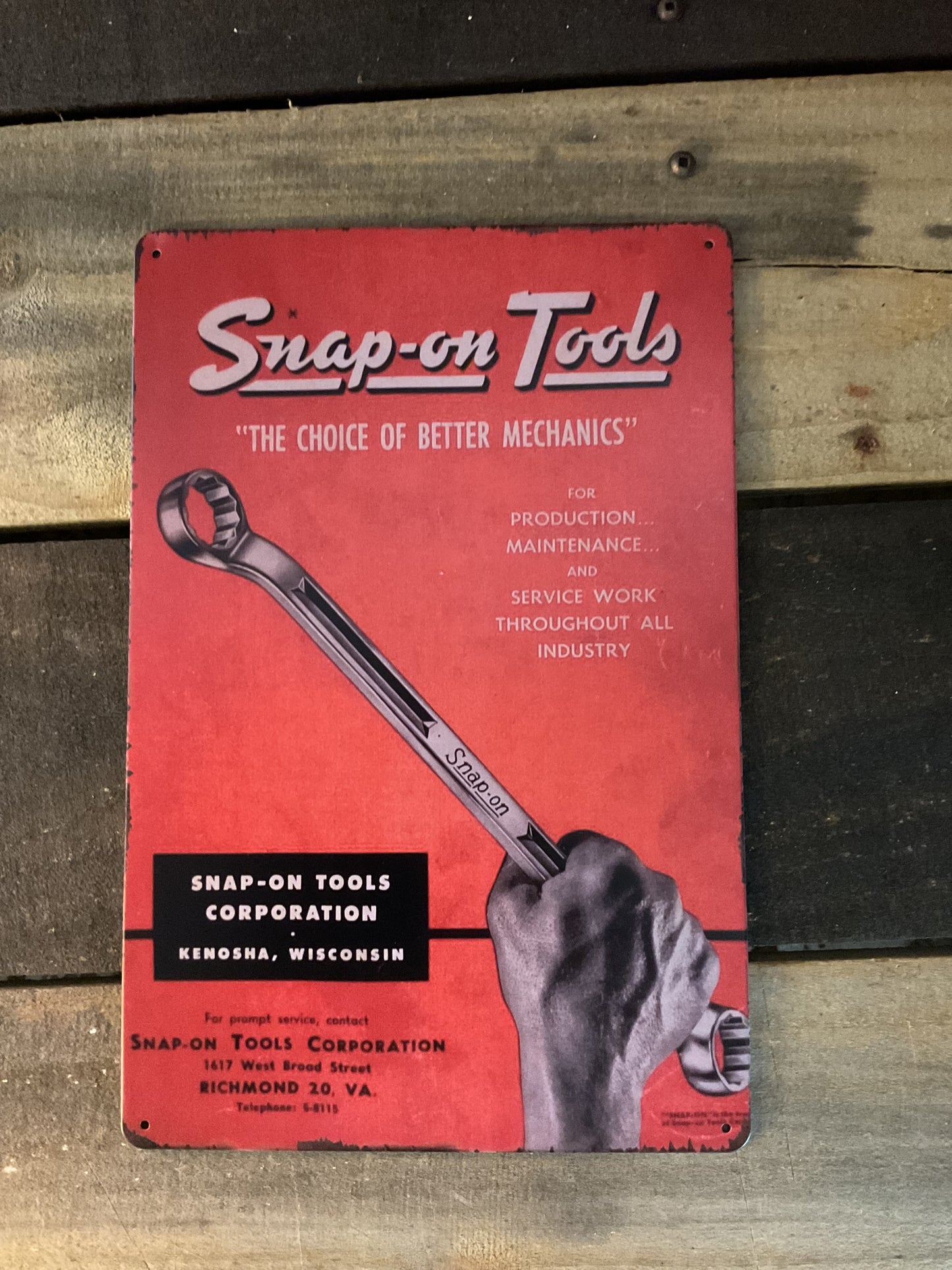 8"x12" Vintage Style Snap On Tools Advertising Sign