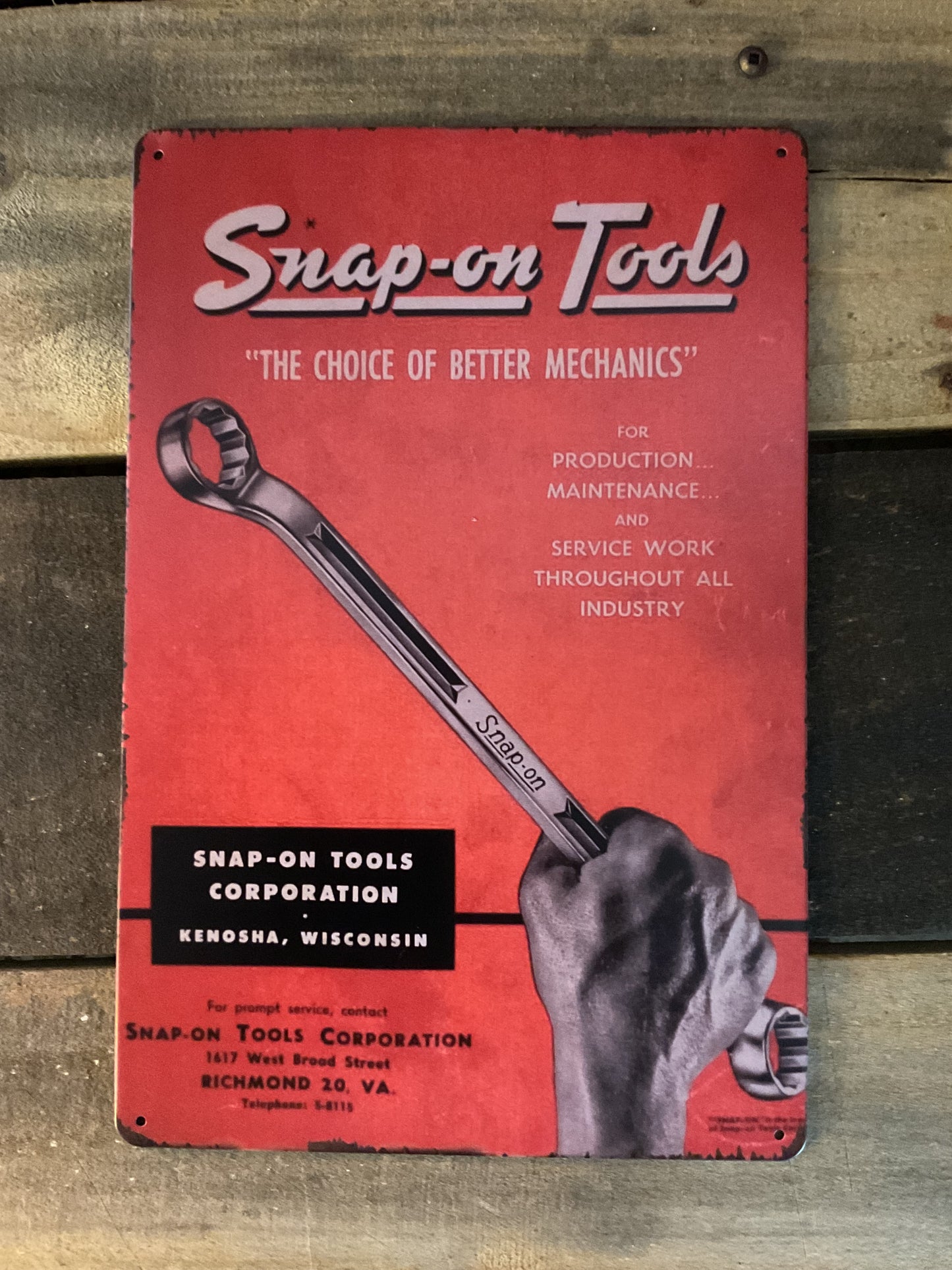 8"x12" Vintage Style Snap On Tools Advertising Sign